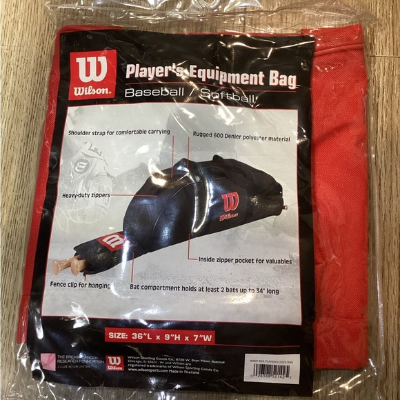 WILSON Baseball‎ Softball Large Red/White 36”L x 9”H x 7”W NEW - Picture 2 of 5